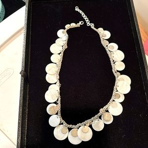 Silver and white nacre necklace